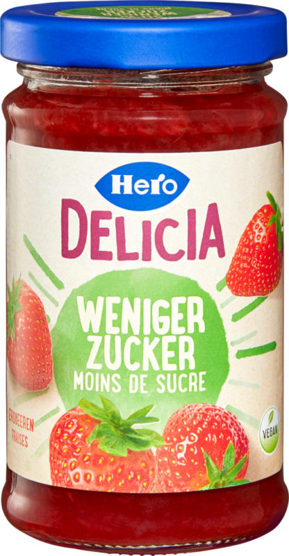 Hero Delicia Konfitüre Erdbeeren, weniger Zucker, 220 g