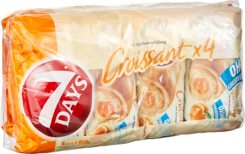 7 Days Croissant mit Aprikosenfüllung, 2 x 240 g