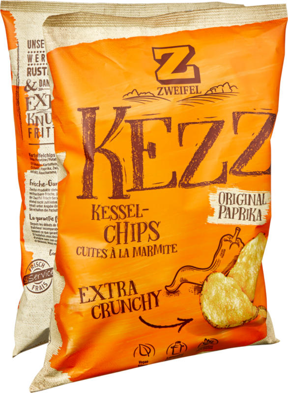 Zweifel Kezz Extra Crunchy Chips Original Paprika, 2 x 110 g