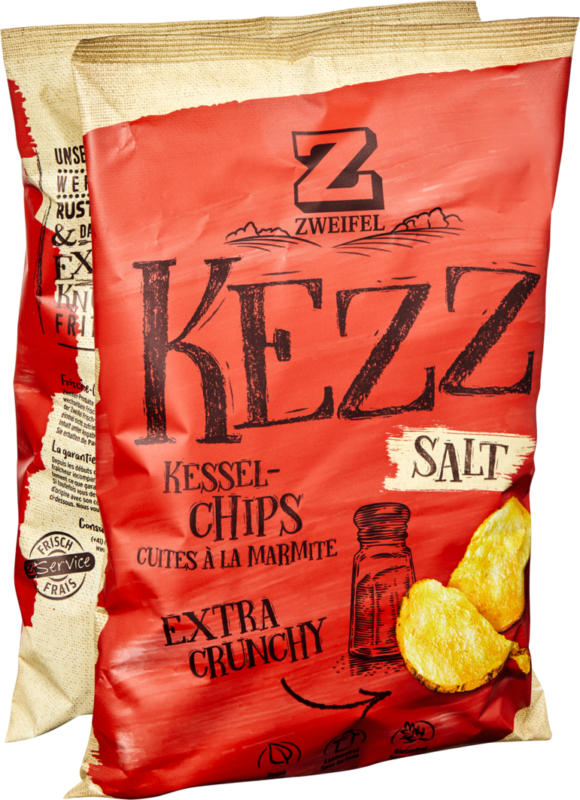 Zweifel Kezz Extra Crunchy Chips Salt, 2 x 110 g