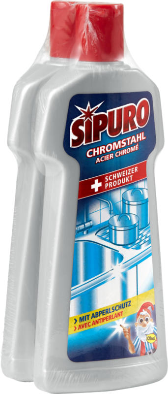Detergente acciaio cromato Sipuro, 2 x 225 ml