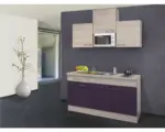 Hornbach Singleküche Flex Well Focus Akazie-Dekor/Aubergine 150 cm inkl. Einbaugeräte