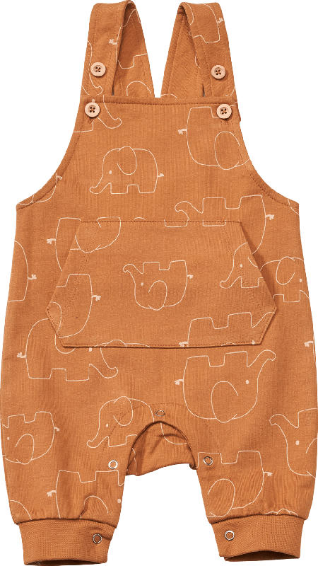 ALANA Latzhose mit Elefanten-Muster und Kängurutasche, braun, Gr. 74