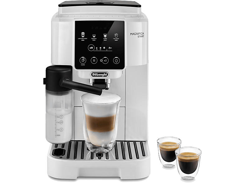 De'Longhi ECAM 220.61 W Magnifica Start Milk Kaffeevollautomat (Weiß, Kaffeemühle, 15 bar, externer Milchbehälter)