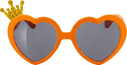 SUNDANCE Orangene Party-Sonnenbrille in Herzform mir Krönchen-Detail