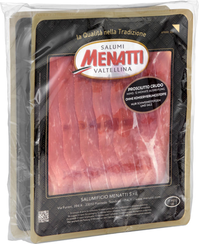 Prociutto crudo Manatti, Porc, en tranches, Suisse, 2 x 100 g