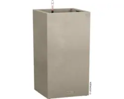 Pflanzvase Lechuza Canto Stone 40 x 40 x H 76 cm beige inkl. Erdbewässerungsystem Pflanzeinsatz Substrat Wasserstandsanzeiger