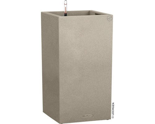 Pflanzvase Lechuza Canto Stone 40 x 40 x H 76 cm beige inkl. Erdbewässerungsystem Pflanzeinsatz Substrat Wasserstandsanzeiger