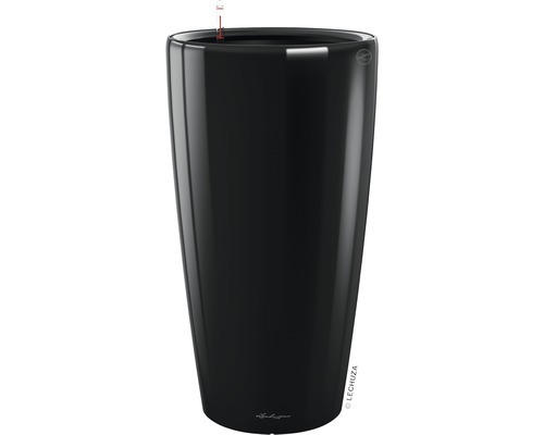 Pflanzvase Lechuza Rondo Ø 32 cm H 56 cm schwarz inkl. Erdbewässerungsystem Pflanzeinsatz Substrat Wasserstandsanzeiger