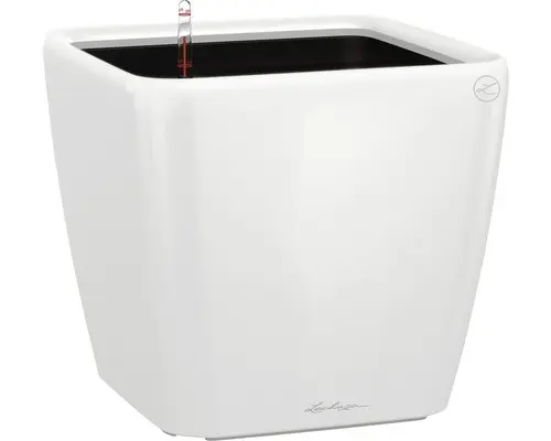 Pflanzkübel Lechuza Quadro 21 x 21 x H 20 cm weiß inkl. Erdbewässerungsystem Pflanzeinsatz Substrat Wasserstandsanzeiger