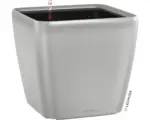 Hornbach Pflanzkübel Lechuza Quadro 43 x 43 x H 39 cm silber inkl. Erdbewässerungsystem Pflanzeinsatz Substrat Wasserstandsanzeiger