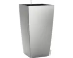 Hornbach Pflanzvase Lechuza Cubico 30 Komplettset H 56 cm silber inkl. Erdbewässerungsystem Pflanzeinsatz Substrat Wasserstandsanzeiger