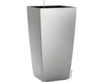 Hornbach Pflanzvase Lechuza Cubico 40 Komplettset H 75 cm silber inkl. Erdbewässerungsystem Pflanzeinsatz Substrat Wasserstandsanzeiger