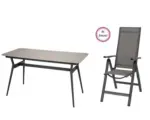 Hornbach Gartenmöbelsets Acamp Spring 7teilig, bestehend aus 1 Tisch und 6 Gartensesseln mit Armlehne klappbar anthrazit