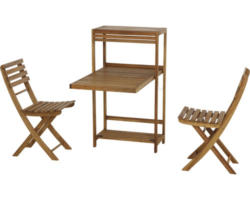 Balkonset Siena Garden 2 -Sitzer bestehend aus: 2x Stühle,Tisch Holz Naturbelassen