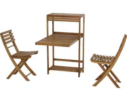 Balkonset Siena Garden 2 -Sitzer bestehend aus: 2x Stühle,Tisch Holz Naturbelassen