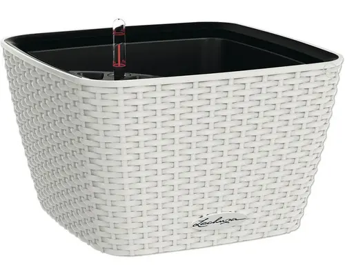 Pflanzschale Lechuza Bacino Cottage Kunststoff 30 x 30 x 18 cm lichtgrau inkl. Erdbewässerungsystem, Pflanzeinsatz und Wasserstandsanzeiger