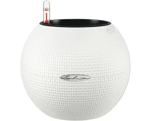 Pflanzkübel Lechuza Puro Color Kunststoff 20 x 20 x 16 cm weiß inkl. Makramee, Erdbewässerungsystem, Pflanzeinsatz und Wasserstandsanzeiger