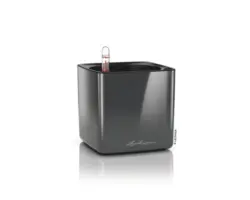 Blumentopf Lechuza Cube Glossy Kunststoff 14x14x14 cm anthrazit inkl. Erdbewässerungsystem und Pflanzeinsatz