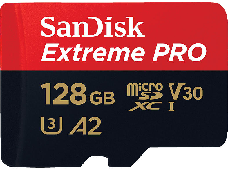 SanDisk Extreme PRO 128GB microSDXC Kit, UHS-I U3, A2, R200/W90, Class 10; Speicherkarte