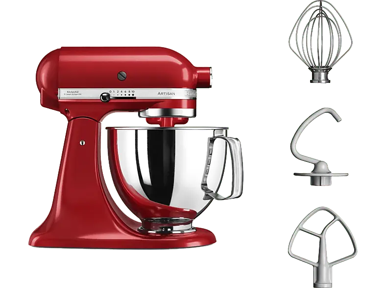 Kitchen Aid 5 KSM 125 EER Artisan Küchenmaschine Empire Rot (Rührschüsselkapazität: 4,8 l, 300 Watt)