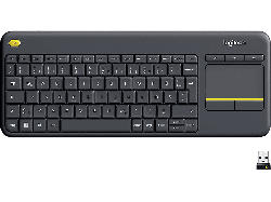 Logitech K400 Plus Kabellose TV-Tastatur mit Touchpad, Programmierbare Multimedia-Tasten Schwarz