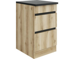 Unterschrank Optifit Kaya Wildeiche matt 50x88x60 cm mit 3 Laden