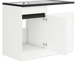 Spülenunterschrank Optifit Luca weiß matt 50x88x60 cm mit Drehtür und Blende