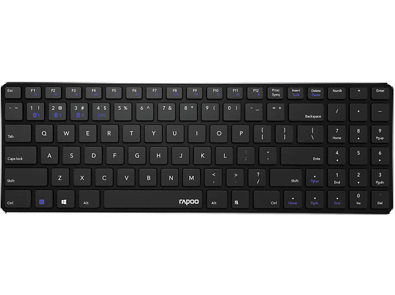 Rapoo 186857 Kabellose Touch-Tastatur "E9100M Multi-mode Ultra-Slim", Schwarz