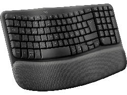 Logitech Wave Keys Tastatur mit Handballenauflage, Bluetooth, Kunststoffgehäuse, QWERTZ, Grafit