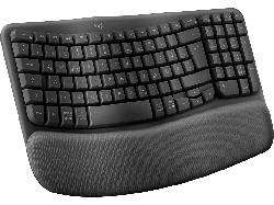 Logitech Wave Keys Tastatur mit Handballenauflage, Bluetooth, Kunststoffgehäuse, qwertz, Grafit