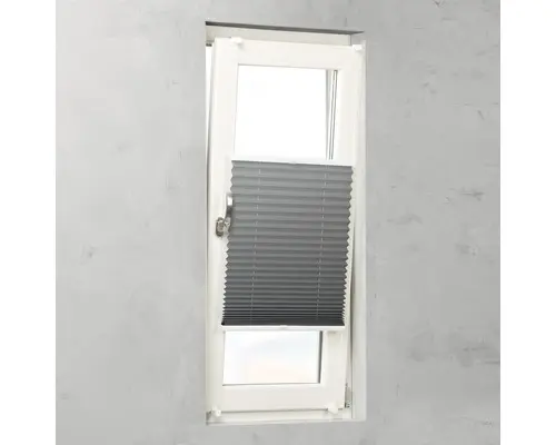 Soluna Faltenplissee ohne Bohren Thermo verdunkelnd mit Seitenverspannung, grau, 75x220 cm