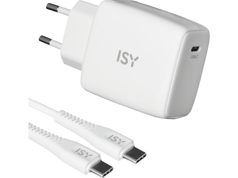 ISY IAC 4512 USB-C GaN-Ladegerät , 45 Watt, 2m Kabel, Weiß