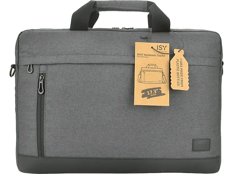 ISY INB 2173-1-GY Notebooktasche, 17.3 Zoll, Recycelte Pet-Materialien, Grau