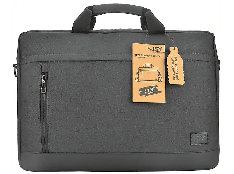ISY INB 2173-1-BK Notebooktasche, 17.3 Zoll, Recycelte Pet-Materialien, Schwarz