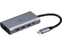 ISY IAD 1022-1 USB-C Adapter, HDMI, Gb-LAN, USB-A 3.0, PD, Aluminium, Silber
