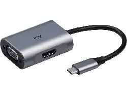 ISY IAD 1017-1 Adapter USB-C auf HDMI 2.0 und VGA, Silber