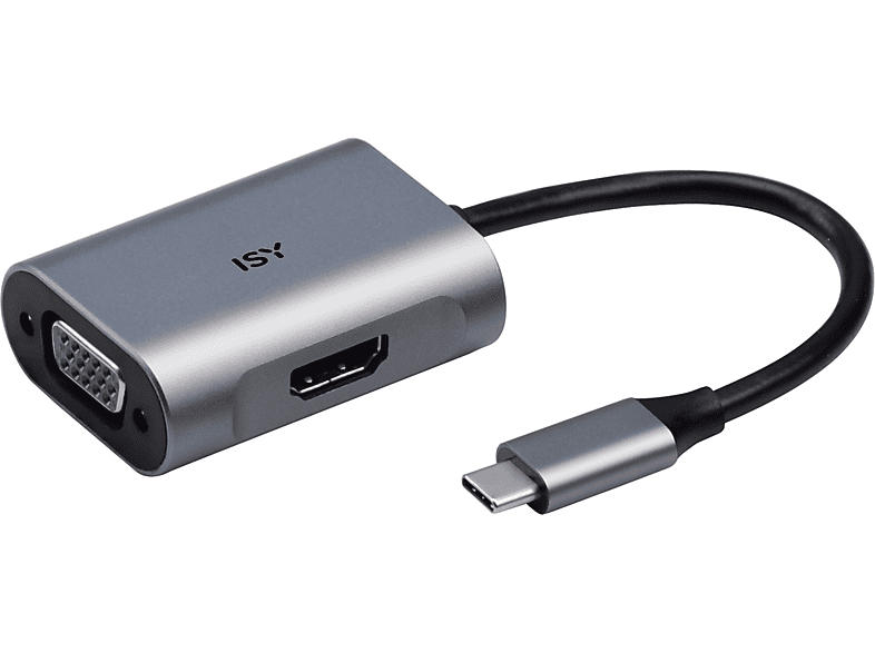 ISY IAD 1017-1 Adapter USB-C auf HDMI 2.0 und VGA, Silber
