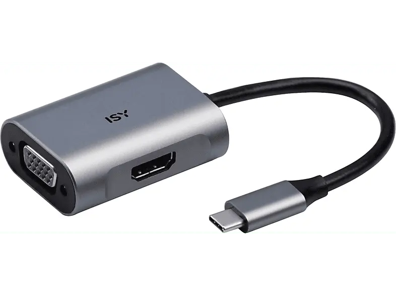 ISY IAD 1017-1 Adapter USB-C auf HDMI 2.0 und VGA, Silber