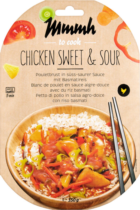 Mmmh Fertiggericht Chicken Sweet & Sour mit Basmatireis, 350 g
