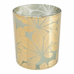 Teelichthalter MAGIC BLOOMS, Glas, mint/gold