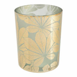 Teelichthalter MAGIC BLOOMS, Glas, gold/mint