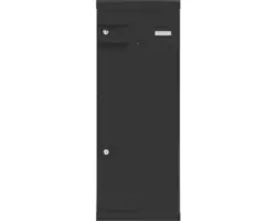 MEFA Paketbriefkasten Stahl pulverbeschichtet BxHxT 402/1094/310 mm Etna 771 Tiefschwarz RAL 9005 Entnahme vorne 2-fach mit Namensschild