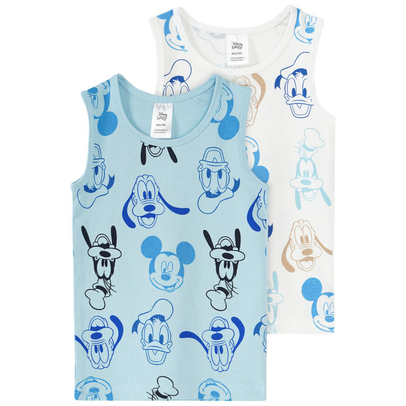 2 Micky Maus Unterhemden mit Allover-Print