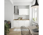 Hornbach Küchenzeile Nobilia Elements Urban weiß matt 180 cm Arbeitsplatte Eiche inkl. Einbaugeräte L1 L E 198