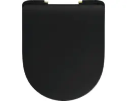 WC-Sitz Reika Mito schwarz matt Scharniere gold poliert mit Absenkautomatik