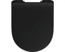 WC-Sitz Reika Mito schwarz matt Scharniere Edelstahl gebürstet mit Absenkautomatik