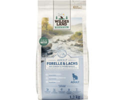 Katzenfutter trocken WILDES LAND Forelle und Lachs Adult mit Gemüse und Wildkräutern mit wertvollen Superfoods, getreidefrei, glutenfrei 1,2 kg