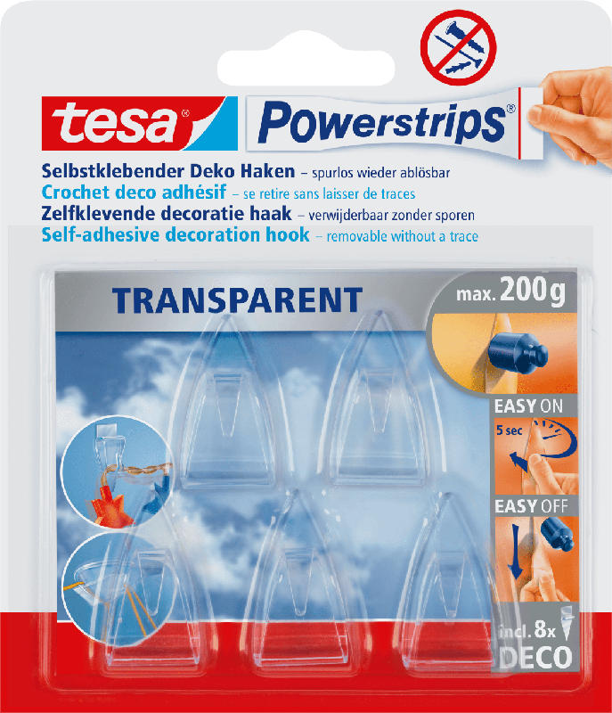 tesa Dekohaken Powerstrips® transparent Set 5tlg