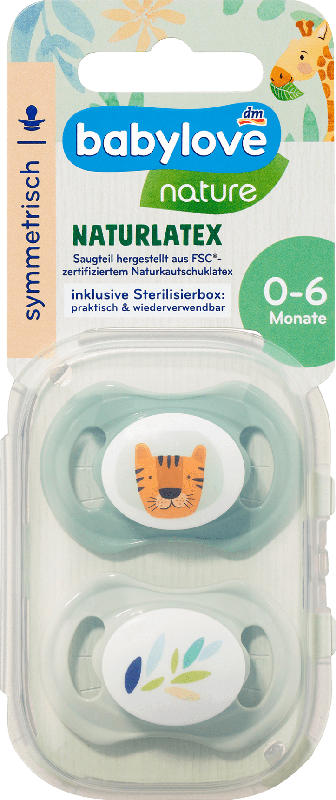 babylove Schnuller Latex symmetrisch, Eukalyptus/Mint, Gr.1, 0-6 Monate